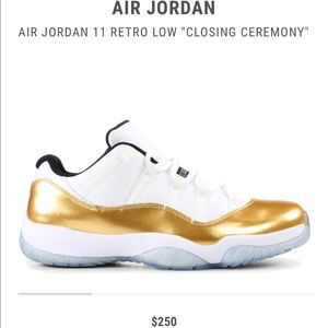 JORDANS LOW TOPS SIZE 10 White and gold